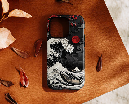 The Great Wave Dark Theme Design Design iPhone Case