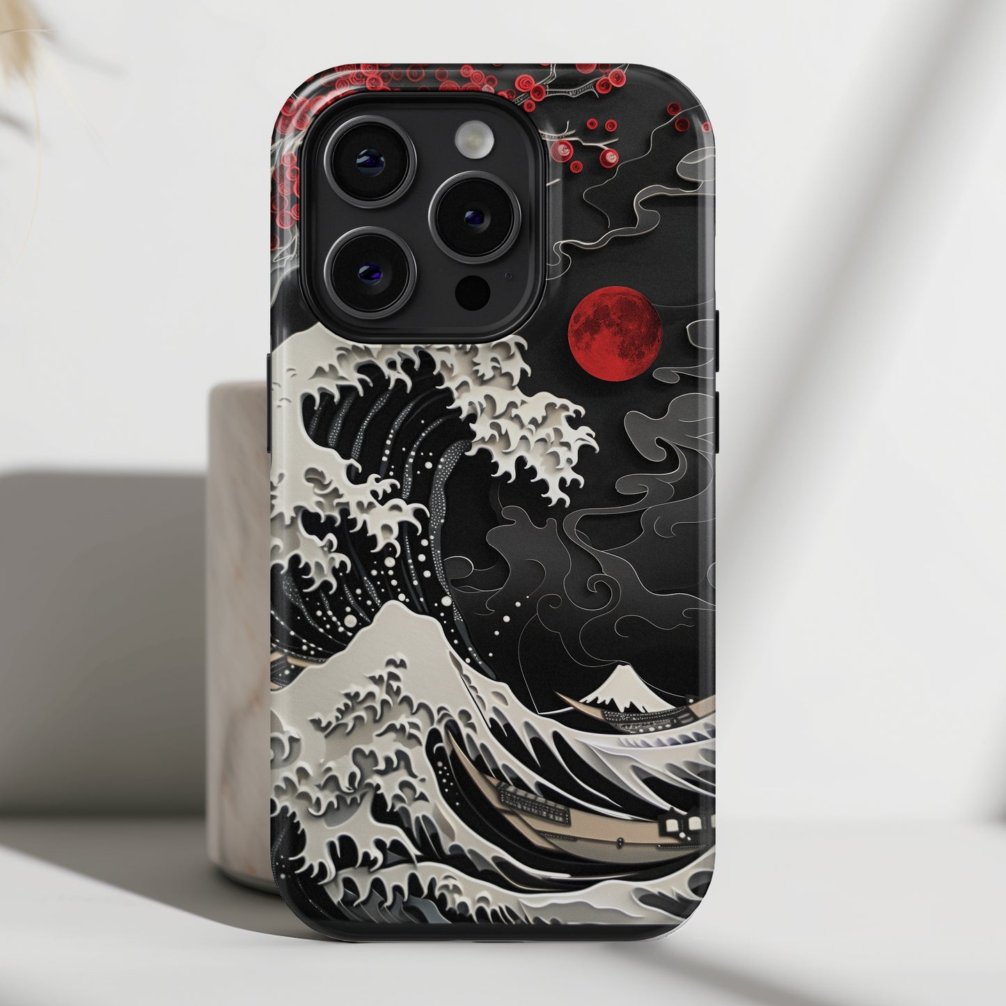 The Great Wave Dark Theme Design Design iPhone Case