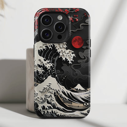 The Great Wave Dark Theme Design Design iPhone Case