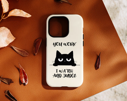 The Judgy Supervisor – Funny Black Cat Design iPhone Case