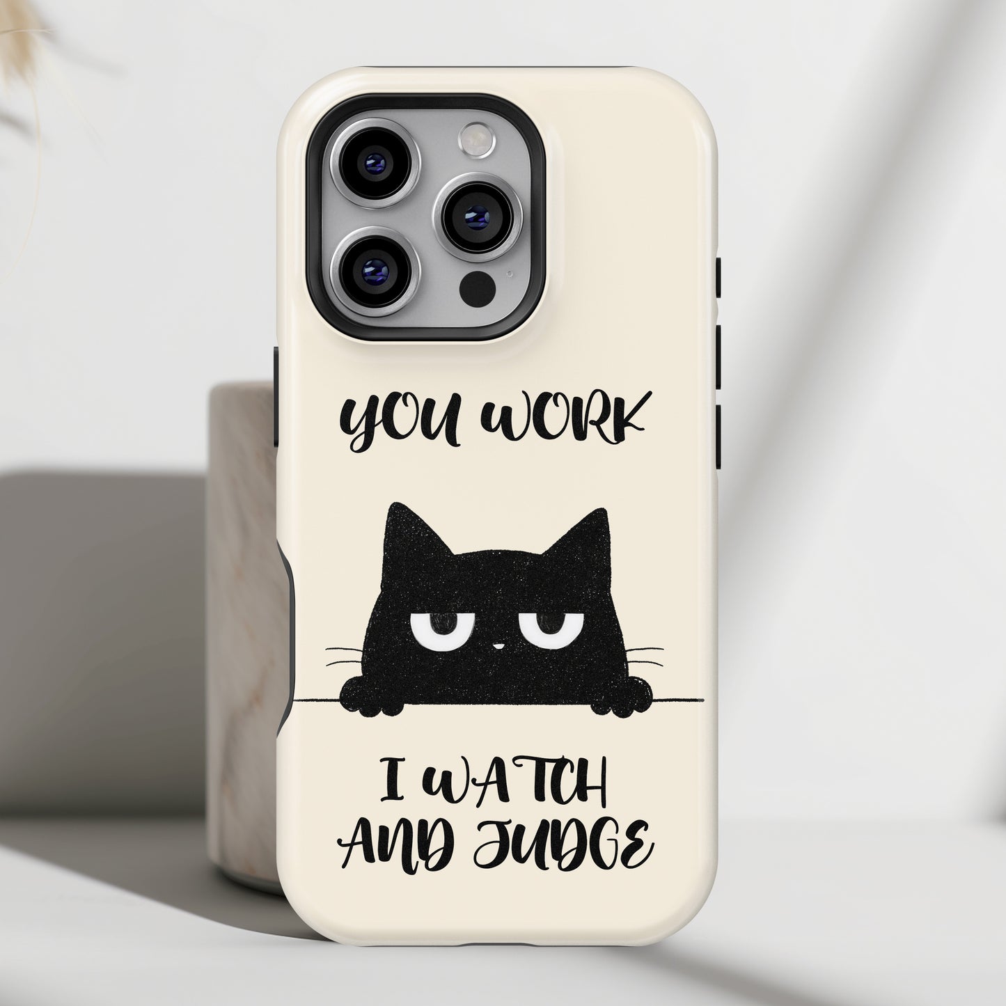 The Judgy Supervisor – Funny Black Cat Design iPhone Case