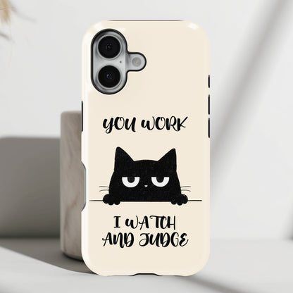 The Judgy Supervisor – Funny Black Cat Design iPhone Case