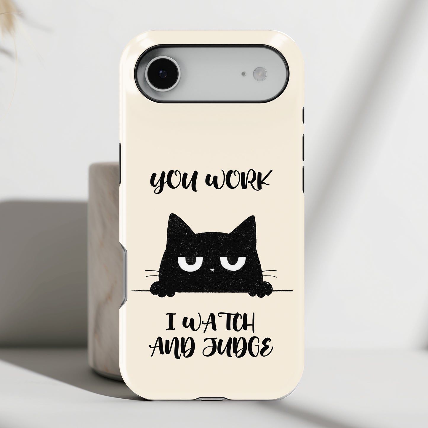 The Judgy Supervisor – Funny Black Cat Design iPhone Case