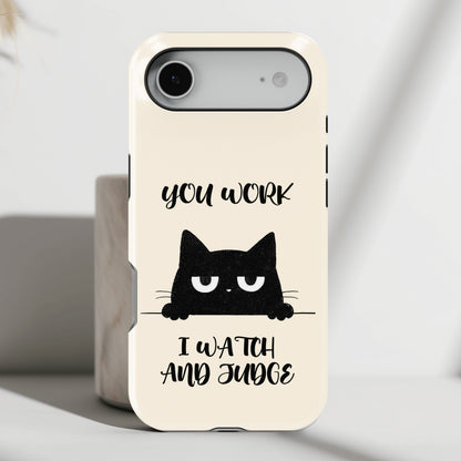 The Judgy Supervisor – Funny Black Cat Design iPhone Case