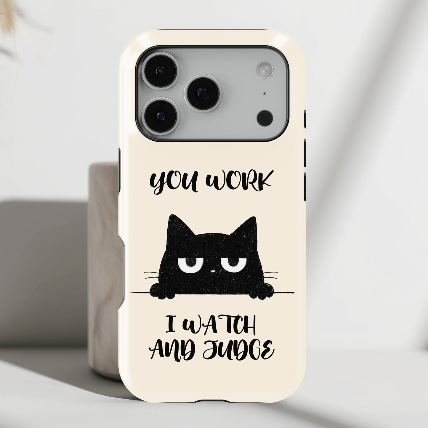 The Judgy Supervisor – Funny Black Cat Design iPhone Case