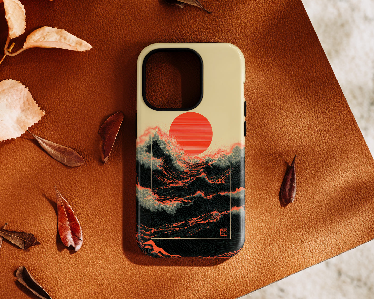 The Kyokujitsu Exhibition – Framed Rising Sun Wave Design iPhone Case