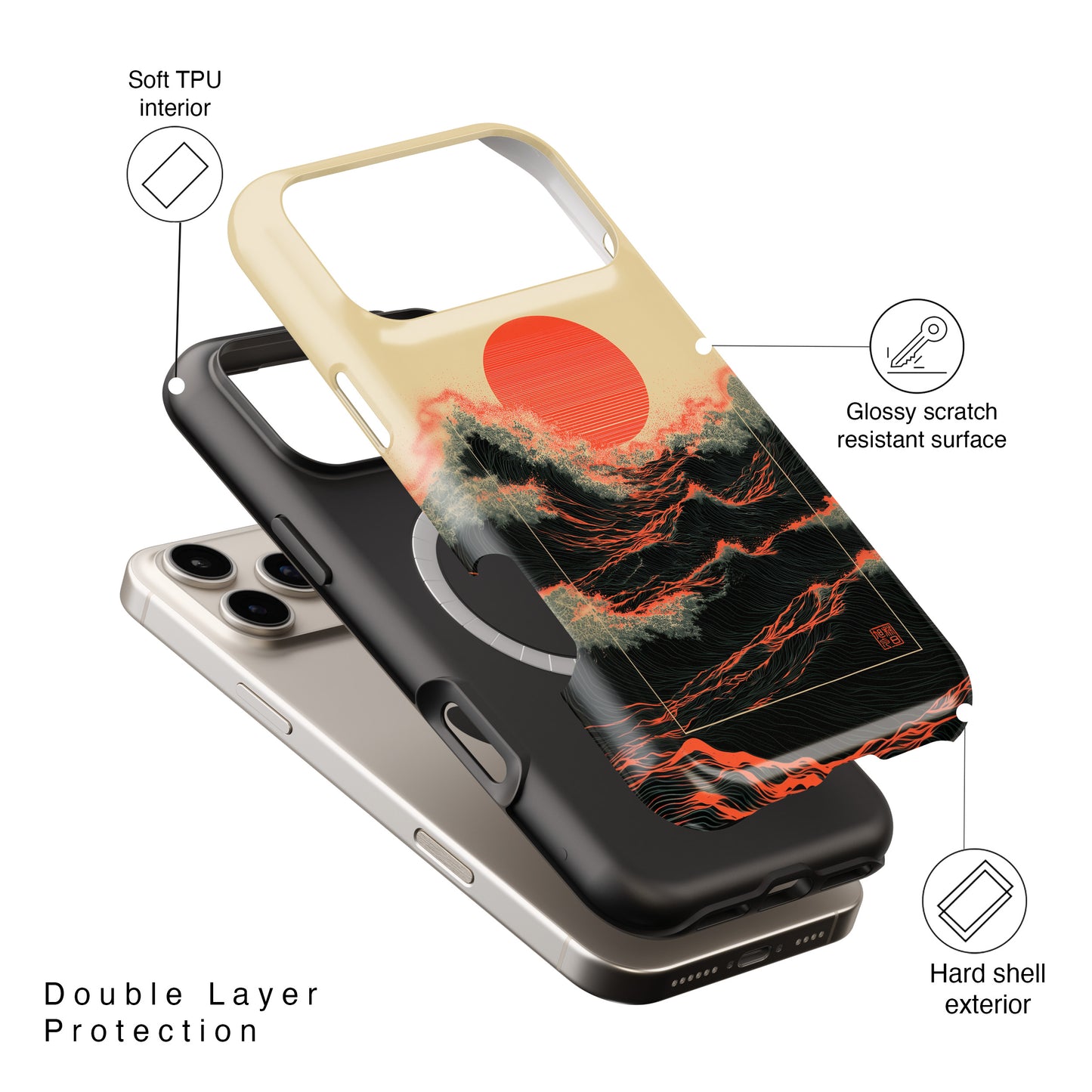 The Kyokujitsu Exhibition – Framed Rising Sun Wave Design iPhone Case
