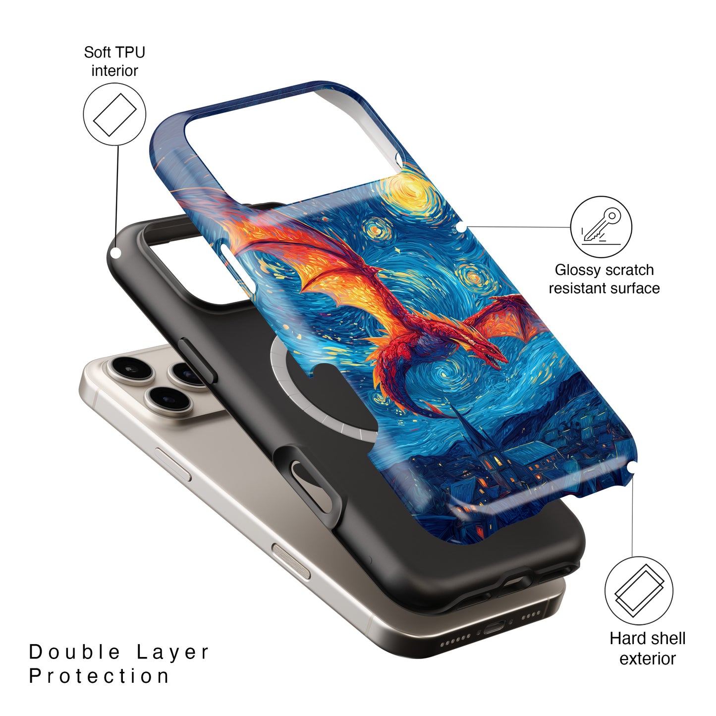 The Midnight Drake – Fantasy Art iPhone Case