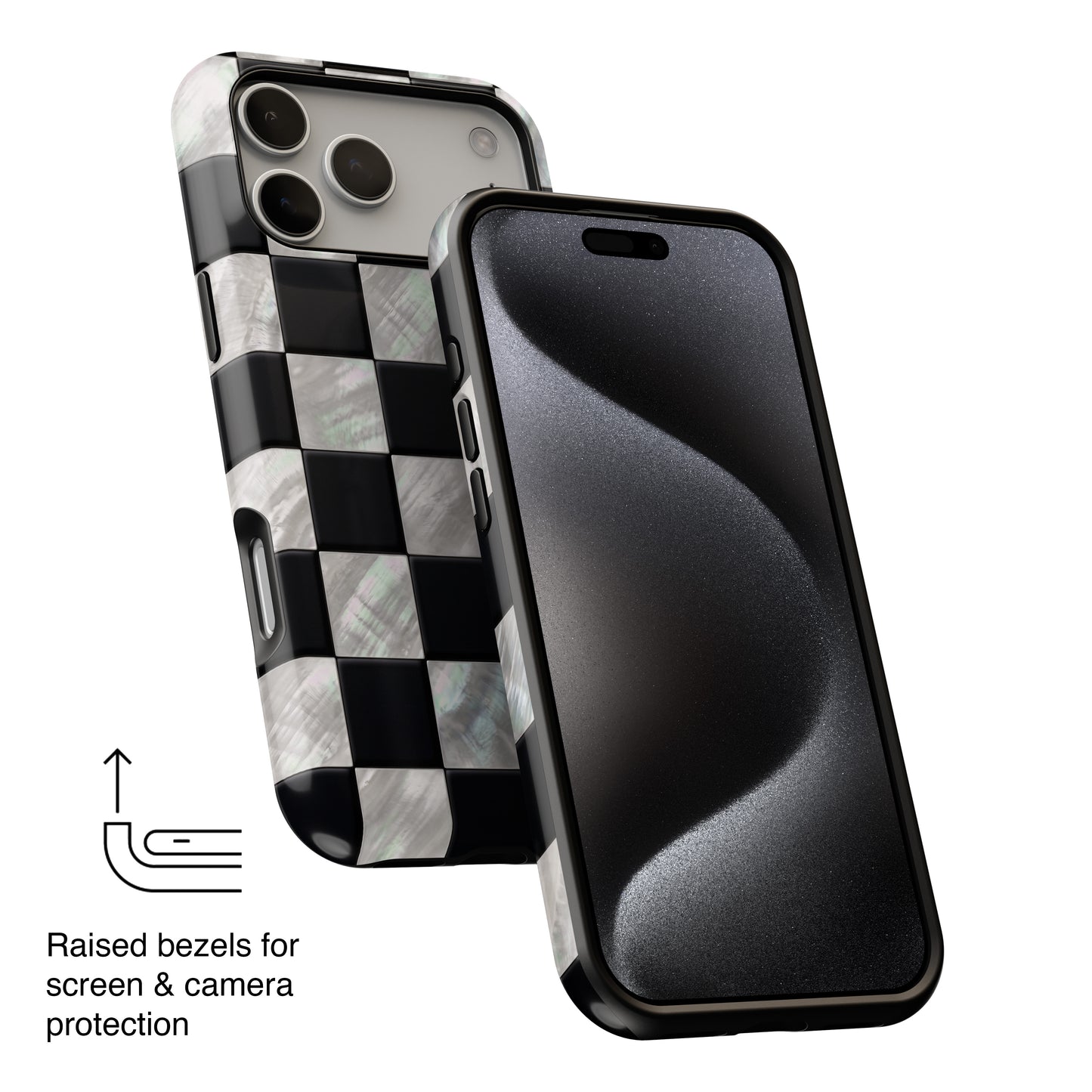 The Midnight Pearl – Inlaid Checkerboard Design iPhone Case