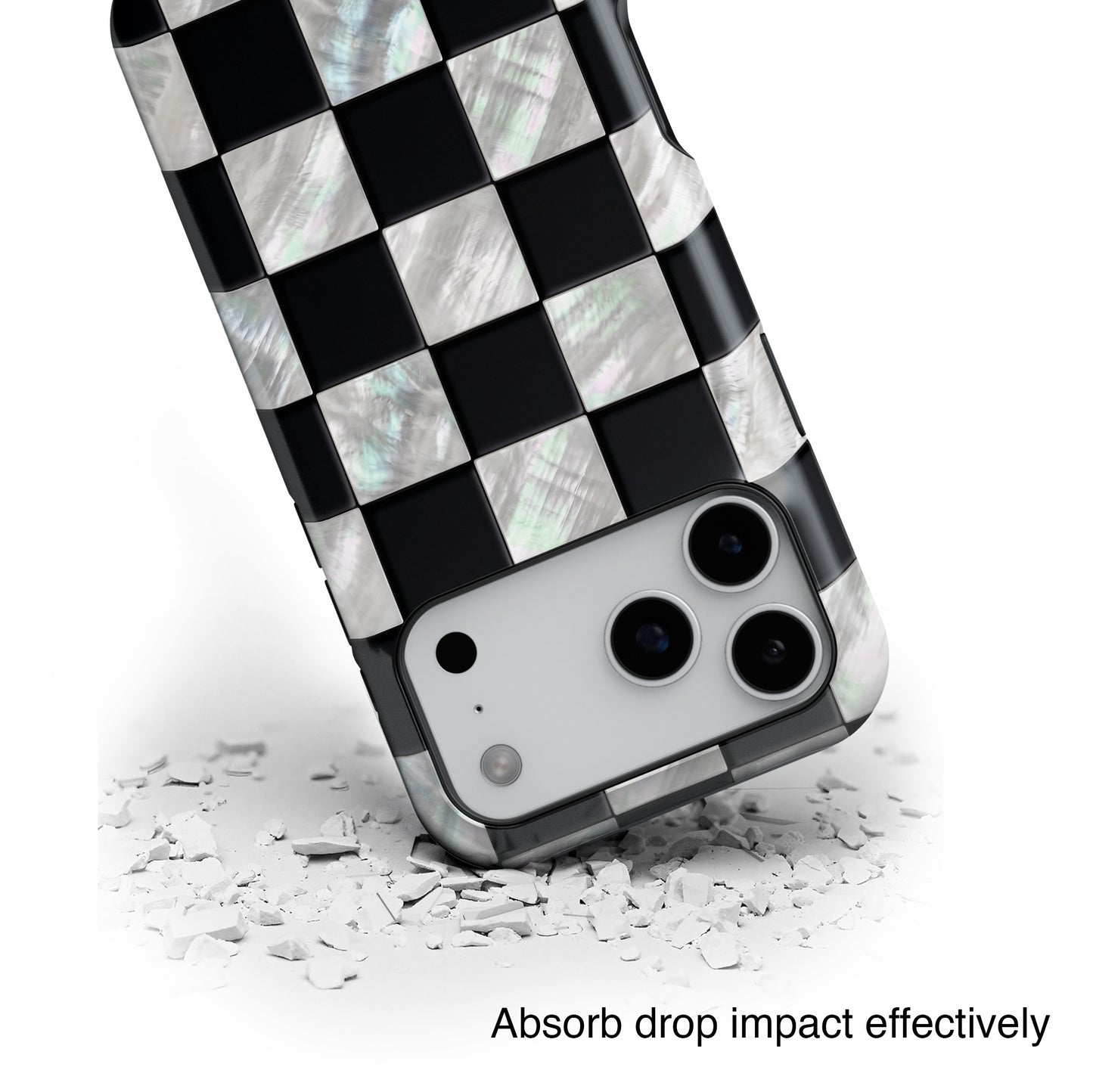 The Midnight Pearl – Inlaid Checkerboard Design iPhone Case