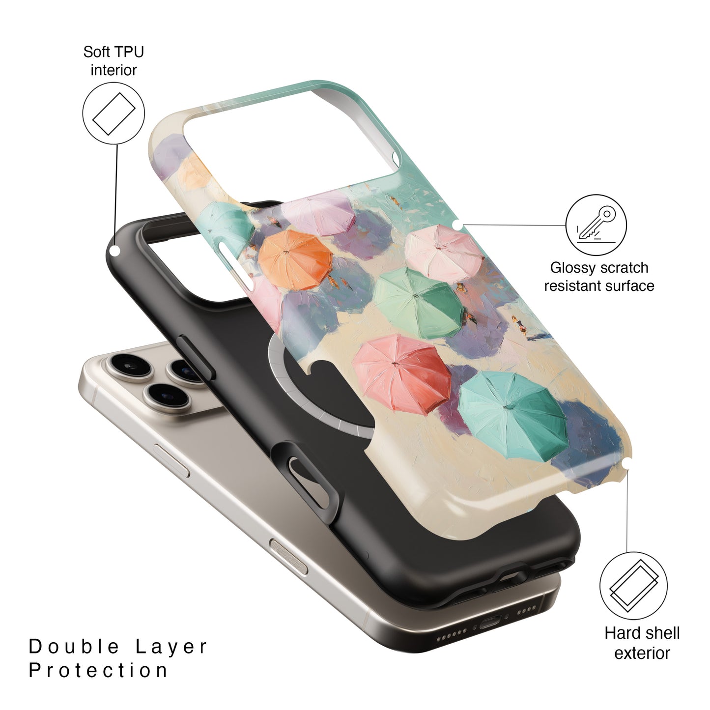 The Pastel Riviera – Aerial Beach Design iPhone Case