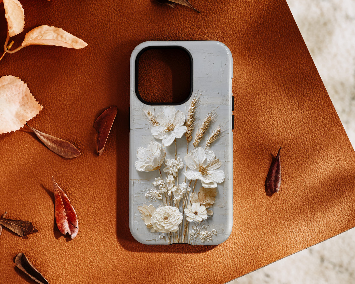 The Refined Meadow – 3D Impasto Botanical Design iPhone Case