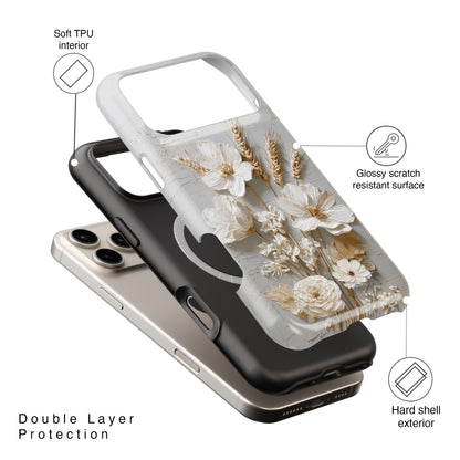 The Refined Meadow – 3D Impasto Botanical Design iPhone Case