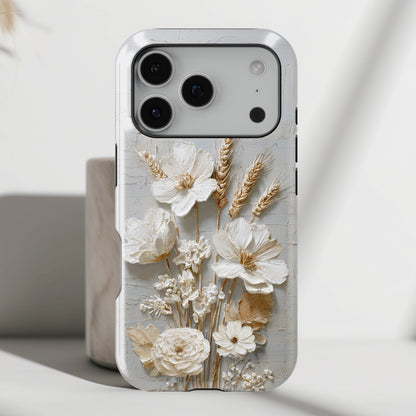 The Refined Meadow – 3D Impasto Botanical Design iPhone Case