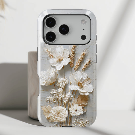 The Refined Meadow – 3D Impasto Botanical Design iPhone Case