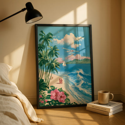 The Retro Paradise – Vintage Travel Poster Design Wall Art