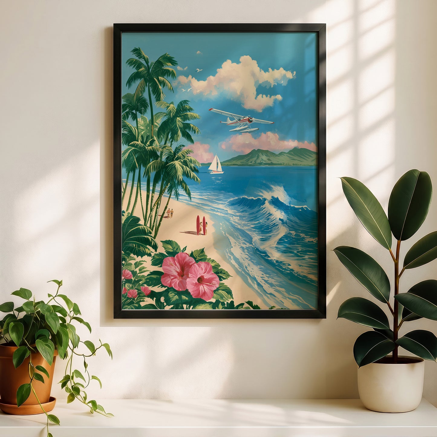 The Retro Paradise – Vintage Travel Poster Design Wall Art