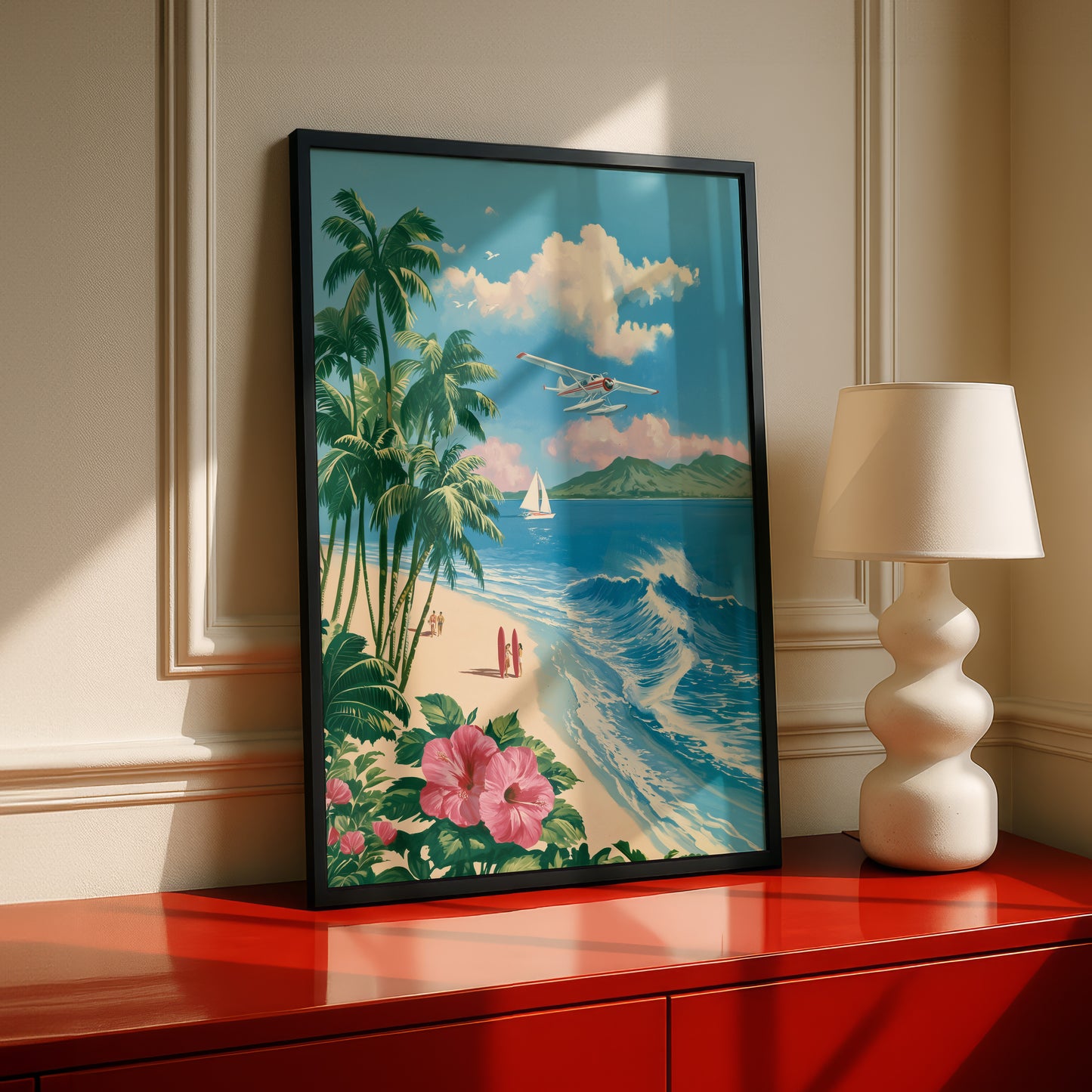 The Retro Paradise – Vintage Travel Poster Design Wall Art