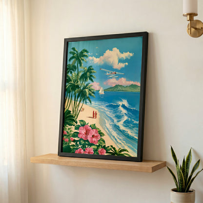 The Retro Paradise – Vintage Travel Poster Design Wall Art