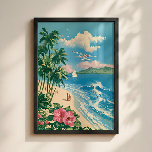 The Retro Paradise – Vintage Travel Poster Design Wall Art