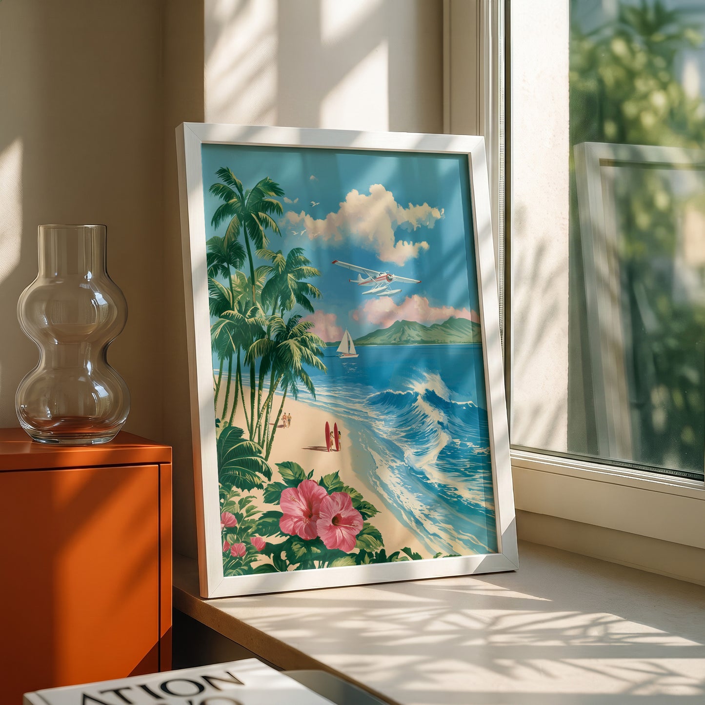 The Retro Paradise – Vintage Travel Poster Design Wall Art