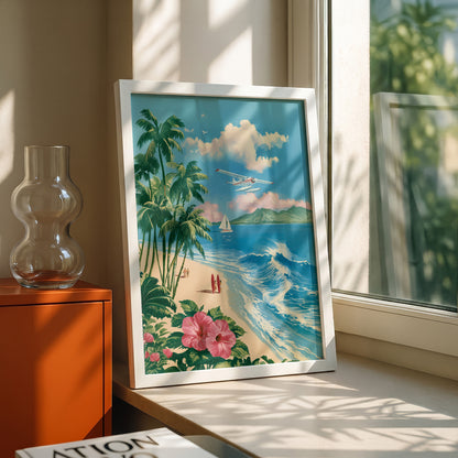 The Retro Paradise – Vintage Travel Poster Design Wall Art