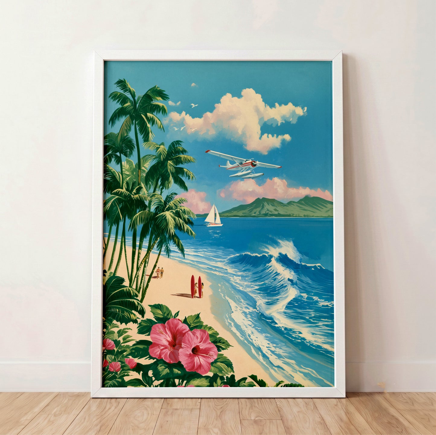 The Retro Paradise – Vintage Travel Poster Design Wall Art