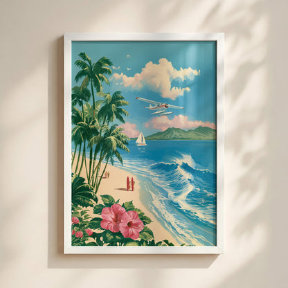 The Retro Paradise – Vintage Travel Poster Design Wall Art