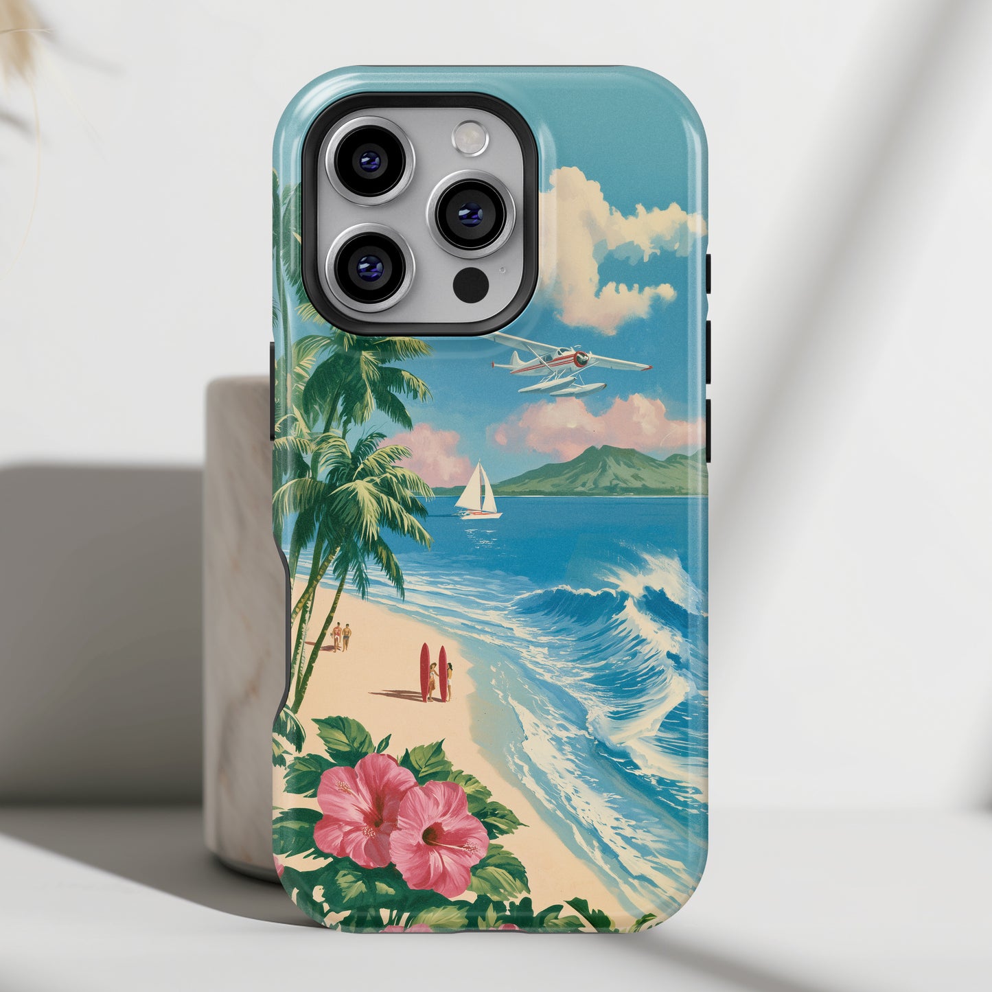 The Retro Paradise – Vintage Travel Poster Design iPhone Case