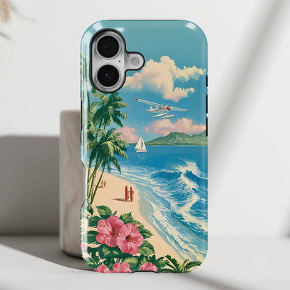 The Retro Paradise – Vintage Travel Poster Design iPhone Case