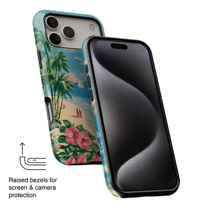 The Retro Paradise – Vintage Travel Poster Design iPhone Case
