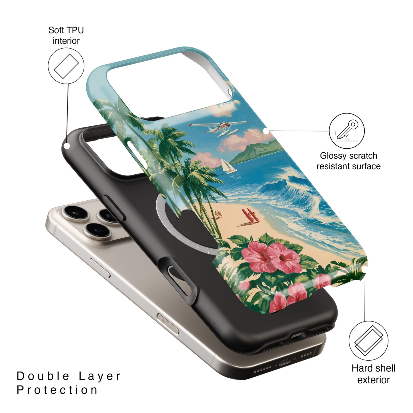 The Retro Paradise – Vintage Travel Poster Design iPhone Case