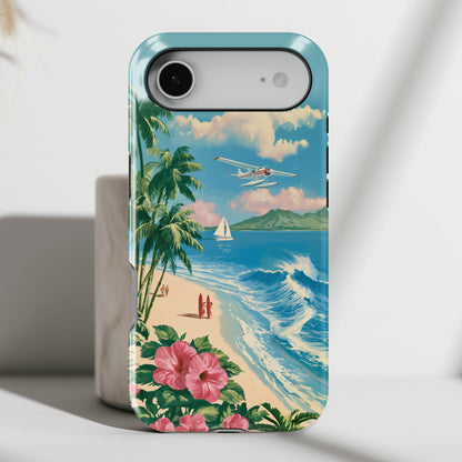 The Retro Paradise – Vintage Travel Poster Design iPhone Case
