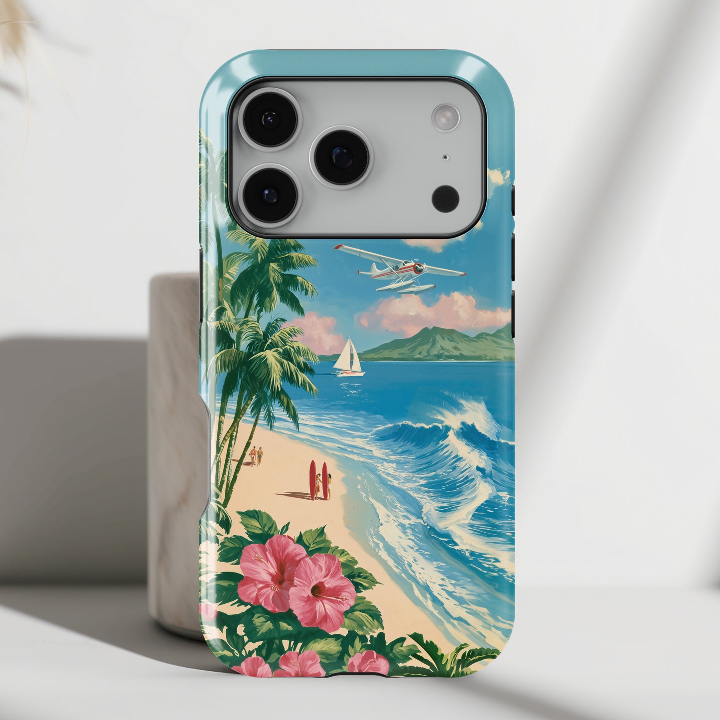 The Retro Paradise – Vintage Travel Poster Design iPhone Case