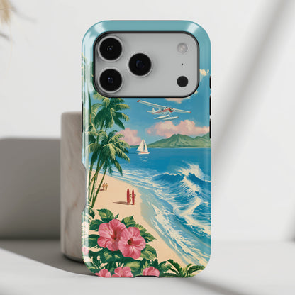 The Retro Paradise – Vintage Travel Poster Design iPhone Case