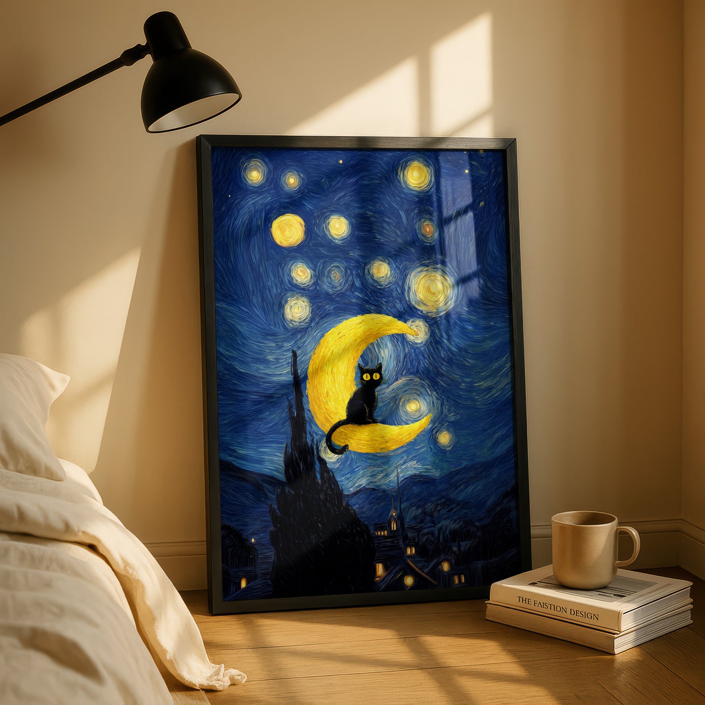 The Starry Night Feline – Fine Art Parody Design Wall Art