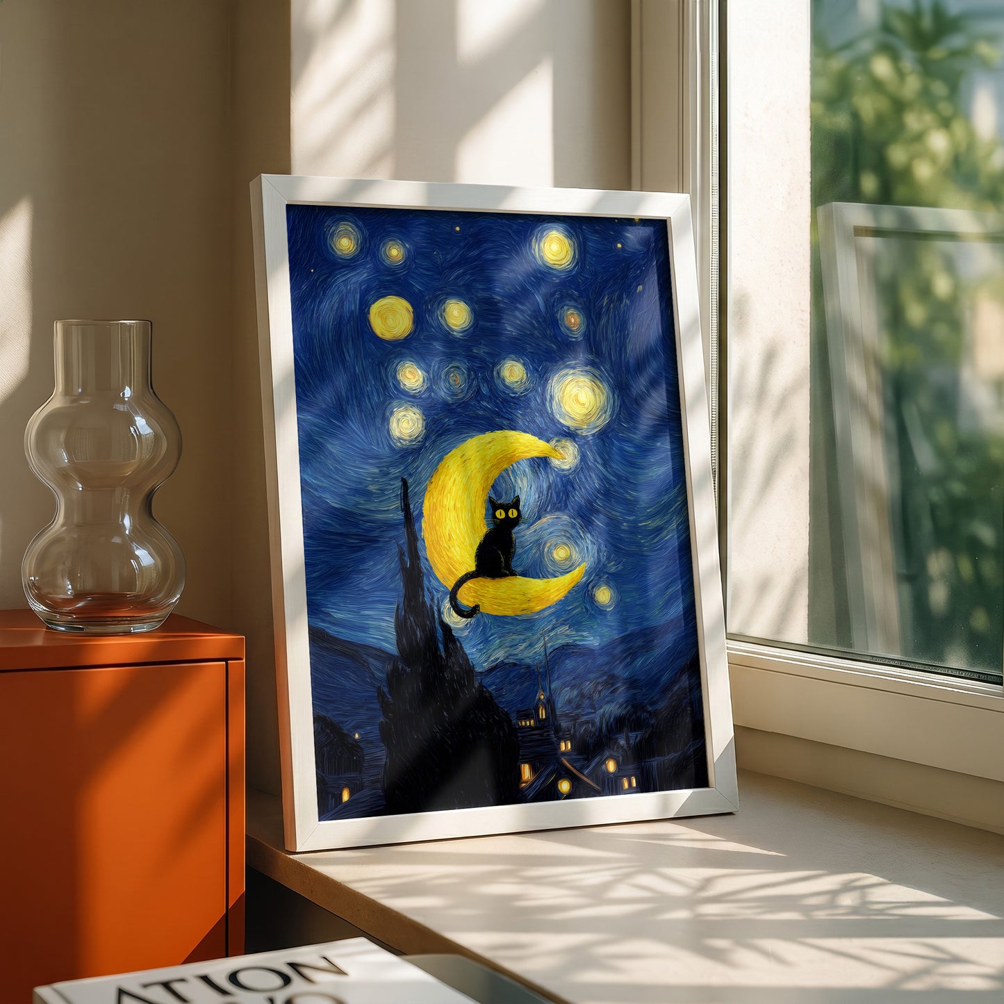 The Starry Night Feline – Fine Art Parody Design Wall Art