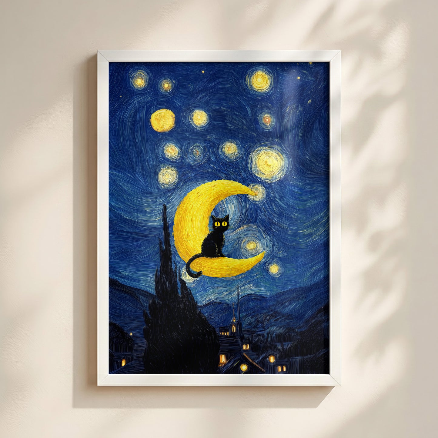 The Starry Night Feline – Fine Art Parody Design Wall Art
