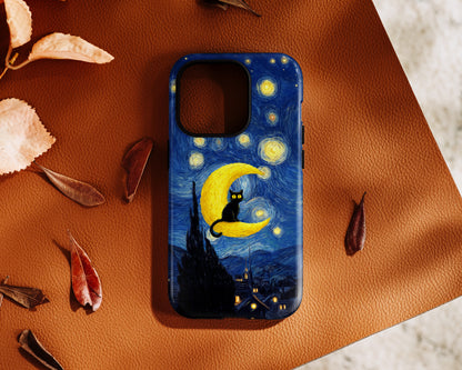 The Starry Night Feline – Fine Art Parody Design iPhone Case