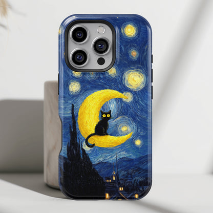 The Starry Night Feline – Fine Art Parody Design iPhone Case