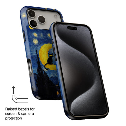 The Starry Night Feline – Fine Art Parody Design iPhone Case
