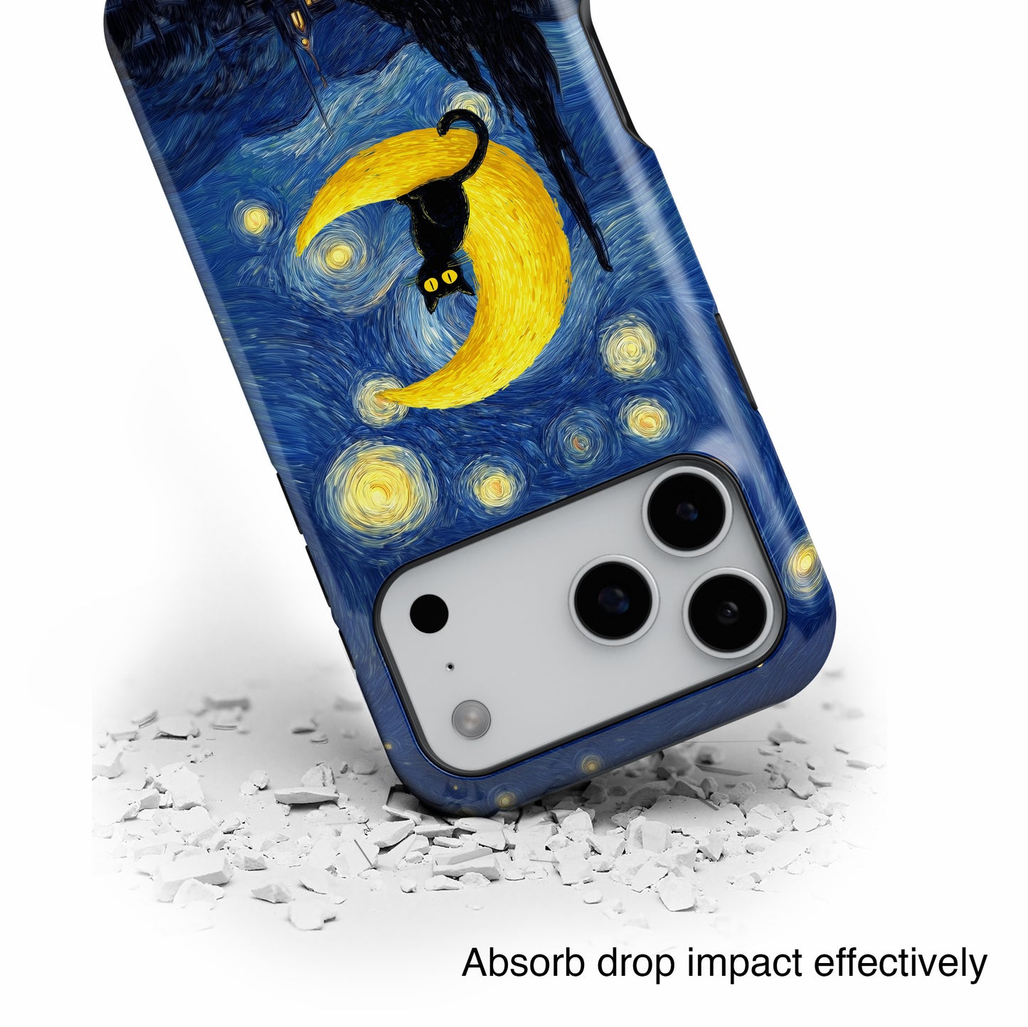 The Starry Night Feline – Fine Art Parody Design iPhone Case