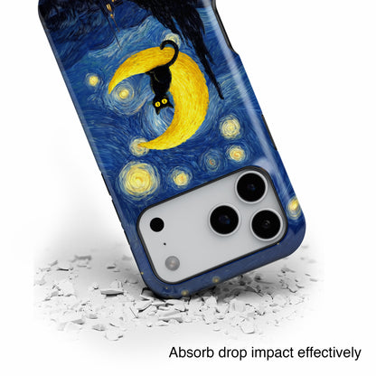 The Starry Night Feline – Fine Art Parody Design iPhone Case