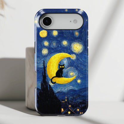 The Starry Night Feline – Fine Art Parody Design iPhone Case
