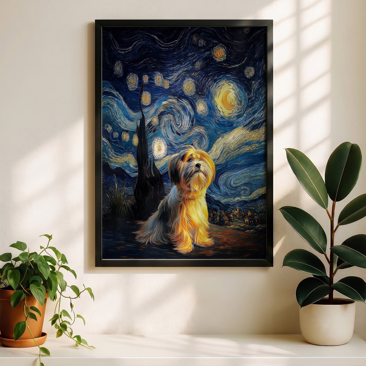 The Starry Night Stargazer – Custom Impressionist Pet Wall Art