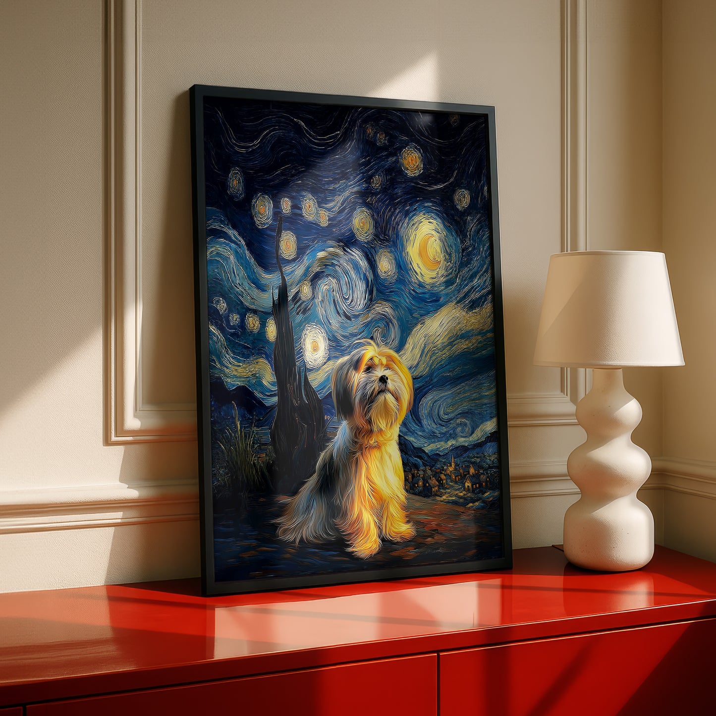 The Starry Night Stargazer – Custom Impressionist Pet Wall Art