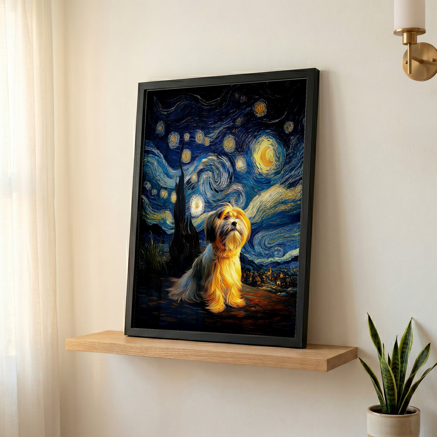 The Starry Night Stargazer – Custom Impressionist Pet Wall Art