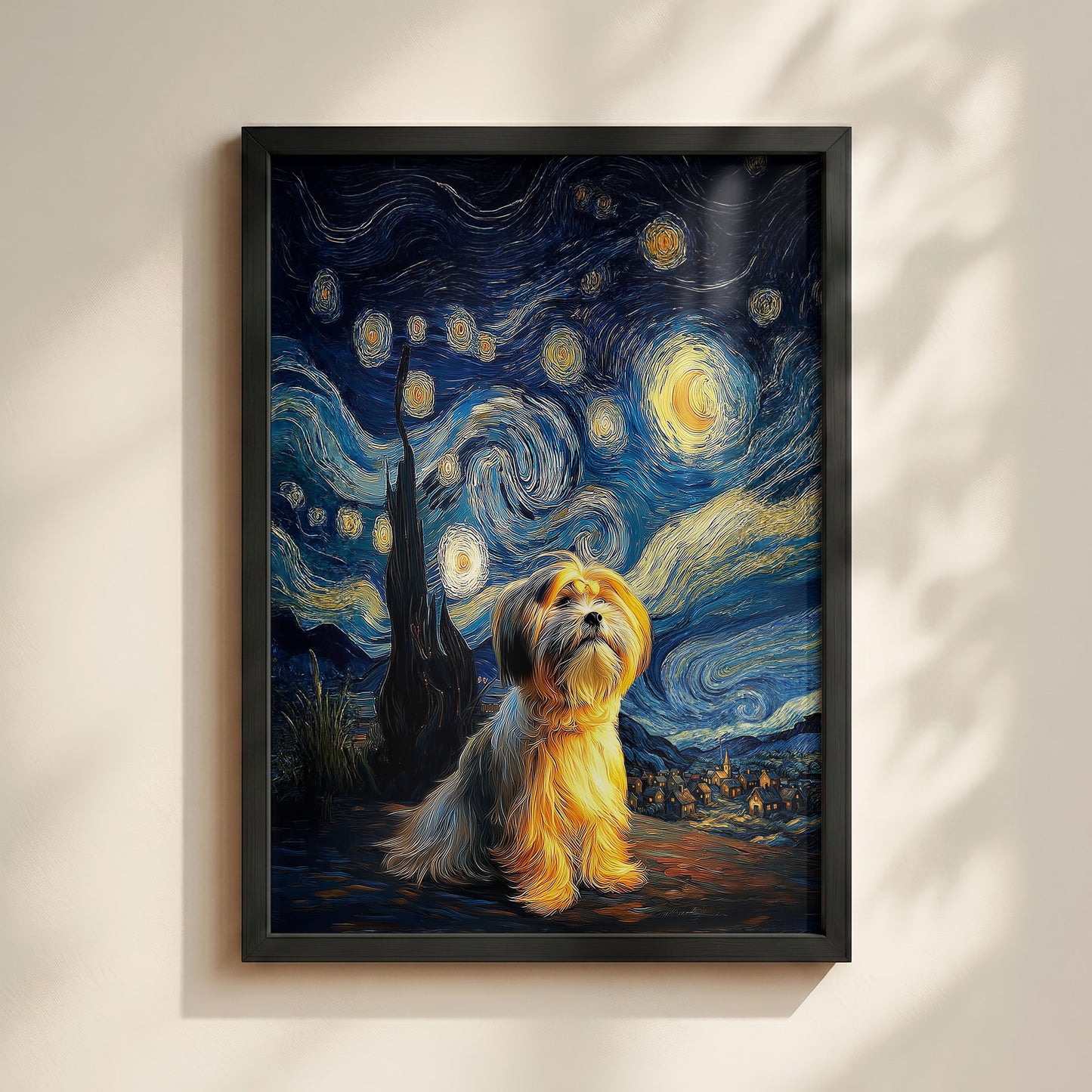 The Starry Night Stargazer – Custom Impressionist Pet Wall Art