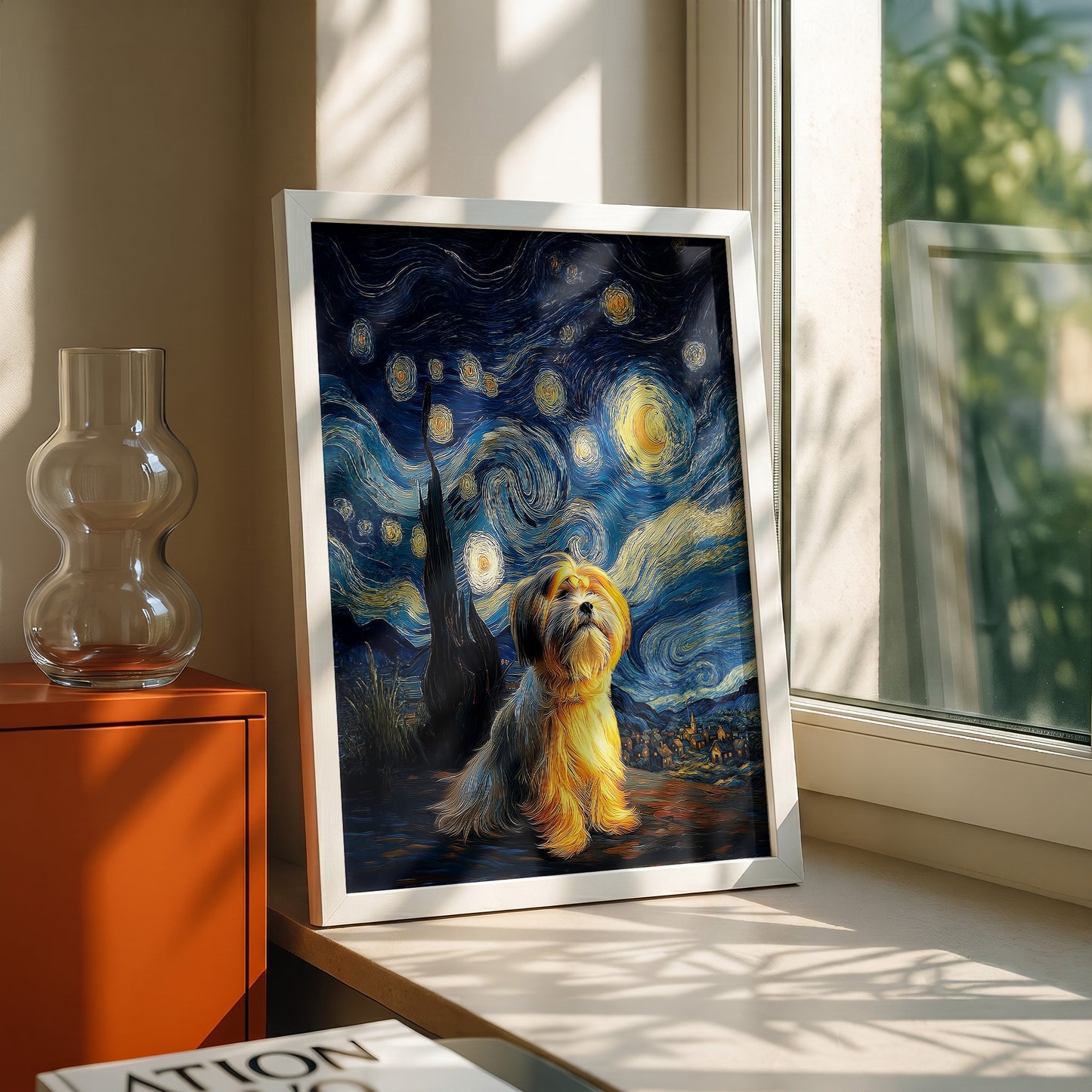 The Starry Night Stargazer – Custom Impressionist Pet Wall Art