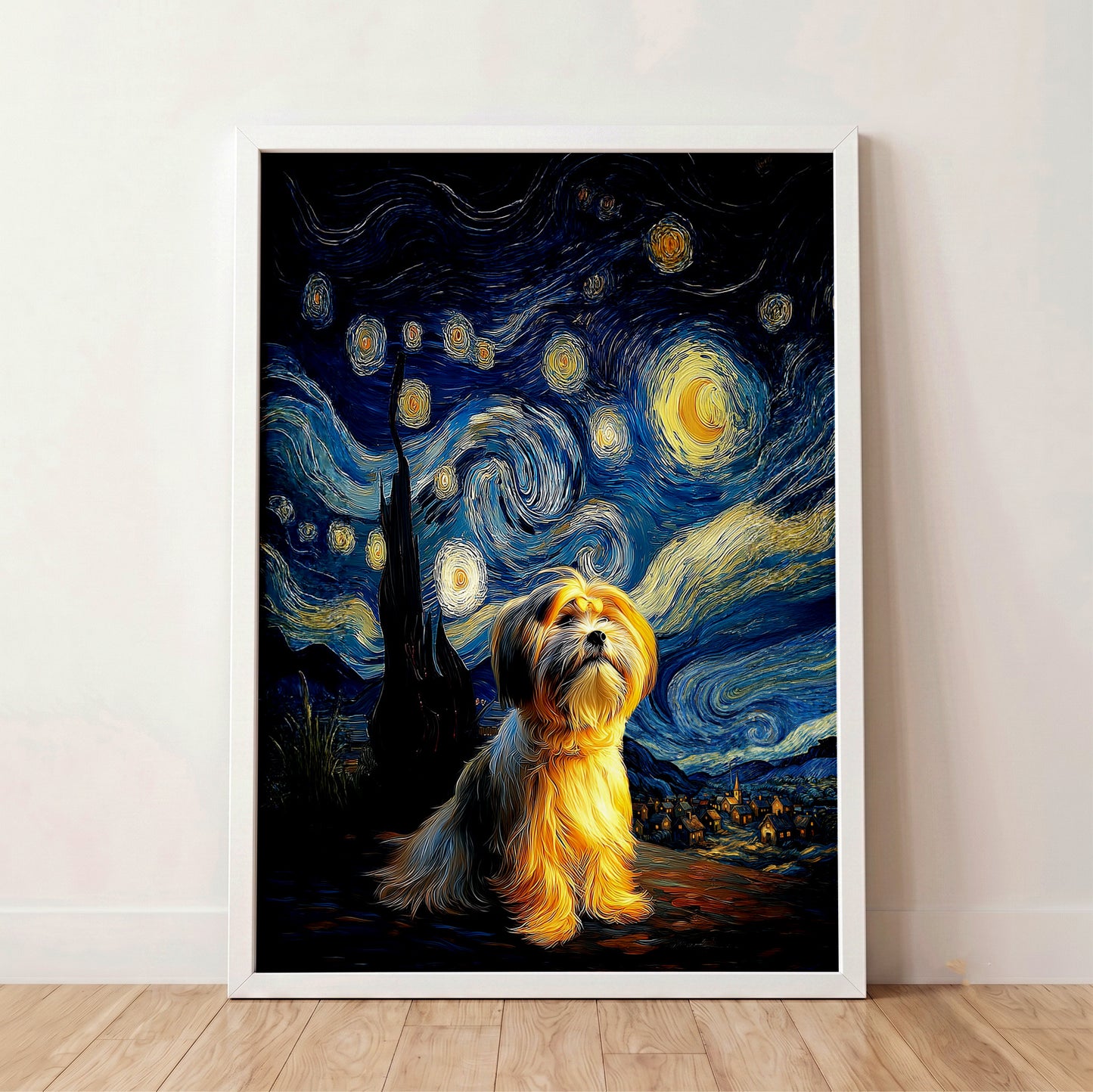 The Starry Night Stargazer – Custom Impressionist Pet Wall Art